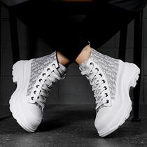 European Station McKon Tongtong Trendy High Shoes Thick Bottom Heightening Stylish Board Shoes Casual Personality Han Edition Hairstylist Shoes