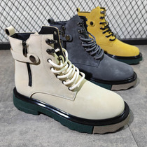 2022 new wave male rhubarb boots frock shoes Han version 100 lap short boot Wind Martin boot tide male hair stylist shoes
