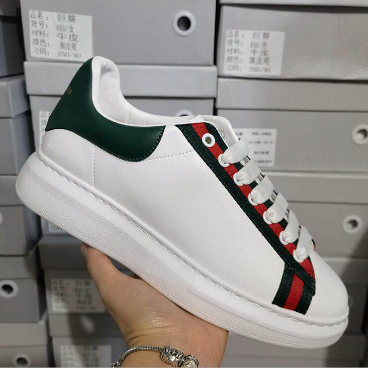 Mckun Same Trends Genuine Leather Breathable Thick Bottom Heightening Small White Shoes Han Edition 100 Hitch Student Red Green Dongle Board Shoes Man