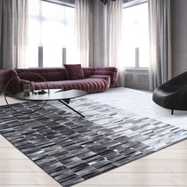 Imported handmade cowhide stitching carpet Household black and white Nordic living room study Sofa Coffee table mat Bedroom bedside blanket