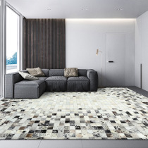  Cowhide stitching carpet Living room Nordic modern coffee table floor mat Simple piece bedroom bedside blanket large area American style