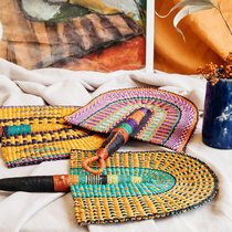 Morocco hand-woven grass woven fan Daily ins color grass woven