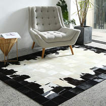  Imported cowhide square carpet Nordic modern light luxury living room sofa coffee table mat Bedroom bedside blanket household