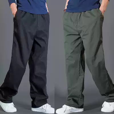 Summer new plus size casual pants men's straight fat pants plus fat plus overalls fat loose men's pants