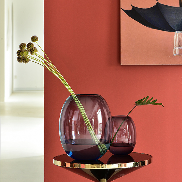 Modern minimalist light blue transparent Fear Dragon Egg Glass Vases Living Room Clubhouse Decorations Home Soft table surface floral