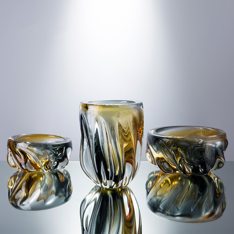 Handmade amber gradient glass vase vase vase flower creative living room dining room sample room soft decoration
