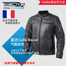 Helite Black Motorcycle Locomotive Safety Equipment Brown Airbag Suit Retro Riding Leather Men's Spot