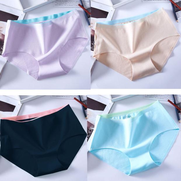 4 miếng lót womens bông ms không dấu. một tam giác kháng khuẩn thở eo màu quần short kích thước lớn.