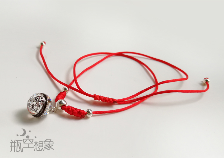 Sterling bạc dệt dây đỏ nam và nữ bé tóc bé lưu niệm tự làm bé tự làm mặt dây chuyền vòng tay vòng chân thiết lập mặt dây chuyền - Vòng chân lắc chân nữ bạch kim