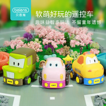 Childrens remote control car electric little boy and girl wireless cartoon toy car cute soft rubber drop-resistant car 2 to 3-5 years old
