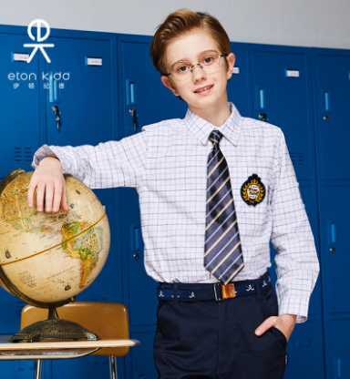 Eaton Gide spring and autumn new college children's clothing children's shirt boys long-sleeved plaid lapel shirt 09C121