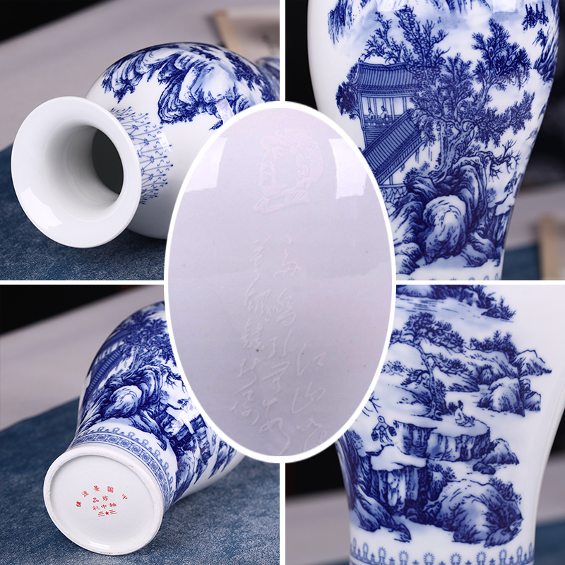 Jingdezhen ceramics large new Chinese blue and white porcelain vases, flower arrangement home sitting room decoration TV ark, furnishing articles