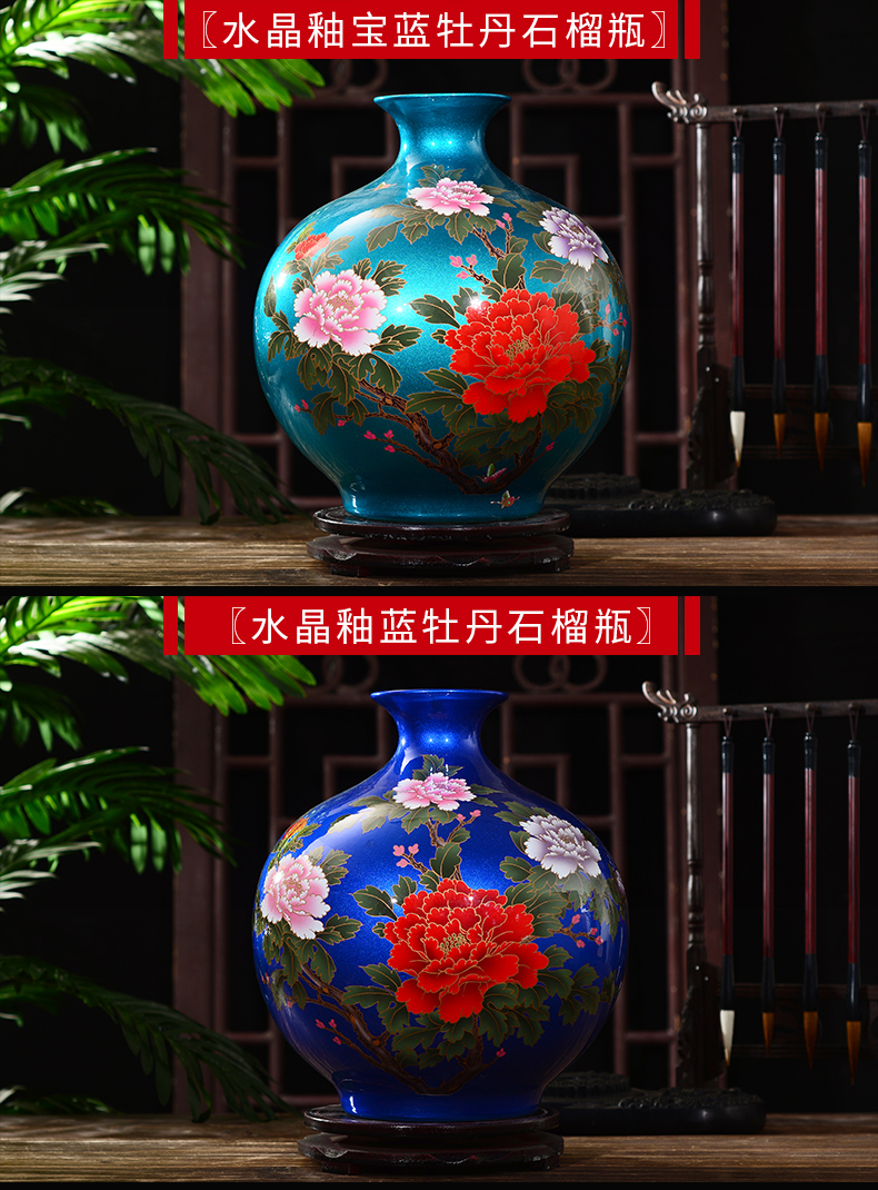 Jingdezhen ceramics glaze crystal flower vase living room TV ark, furnishing articles of the new Chinese style household wine accessories