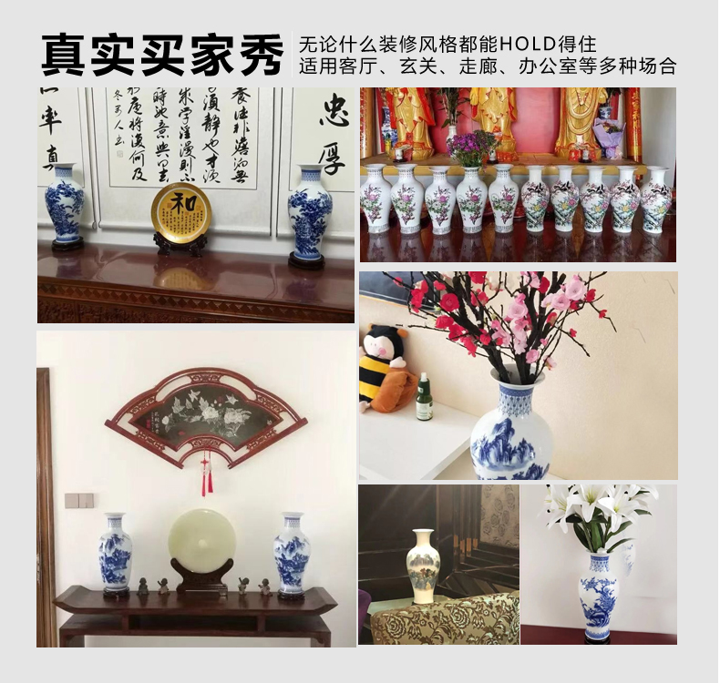 Jingdezhen ceramics, vases, antique blue and white porcelain flower arrangement sitting room TV ark place big lucky bamboo household porcelain