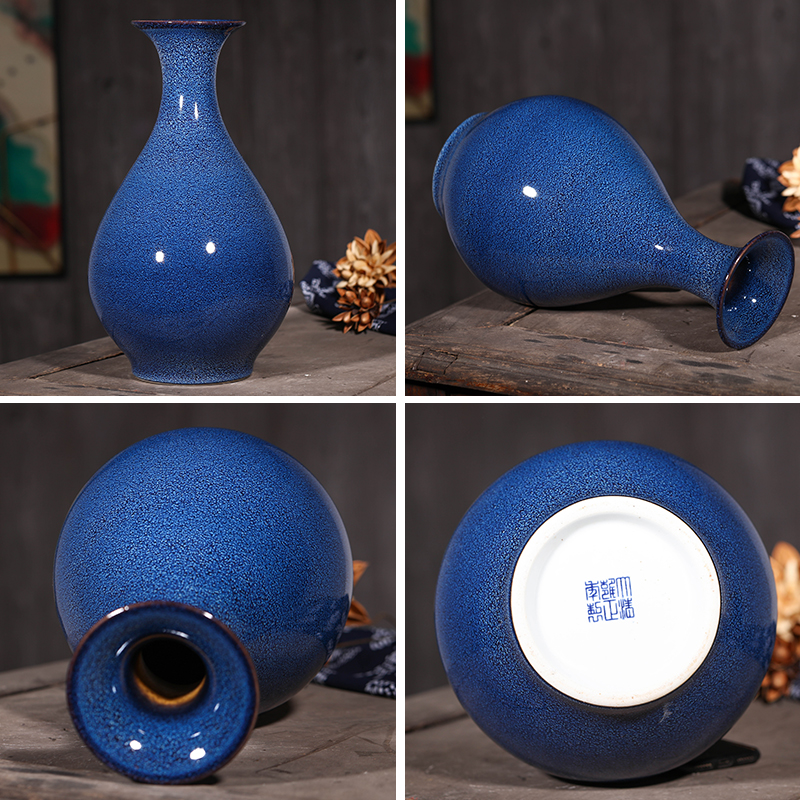 Jingdezhen ceramic vase furnishing articles variable blue porcelain creative living room flower arranging flowers, Chinese style household decorations