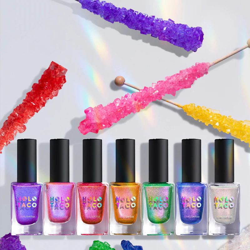 American Holo Taco Nail Polish Set Rock Candy Holographic Rainbow Glitter Sequins