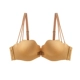 Mật ong Kiss Sexy Stra quai Đồ lót Phụ nữ Không Nhẫn Thép Tập hợp Khóa trước Không Trace Half Cup Bra Set - Bộ đồ lót