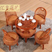 Rattan chair three-piece set five-piece balcony outdoor table and chair combination rattan handmade real Vine cafe leisure table and chair