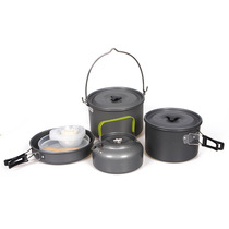 Outdoor portable camping set pot cooking equipment Field cookware set Picnic tea pot firewood stove hanging pot supplies