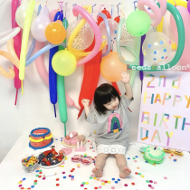 Long balloon birthday decoration scene arrangement candy color latex balloon 100-day banquet party package ins balloon
