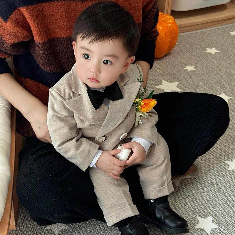 Boy's first birthday outfit | British style kids' suit set: chic flower girl wedding suit, host Boy's first birthday outfit | British style kids' suit set: chic flower girl wedding suit, host