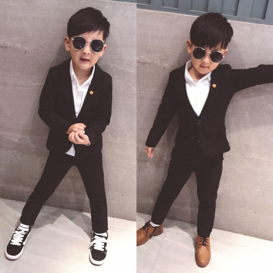 Boys spring clothes 2021 new children's suits casual small suits flower girl dresses two-piece costumes trendy