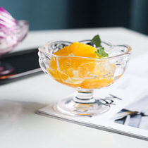 Ice cream cup ice cream cup glass home creative dessert bowl salad bowl high foot carved embossed shake salad Cup