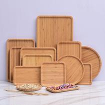Tray rectangular square round bamboo tea tray commercial household tea cup creative bamboo water Cup Chinese flat plate