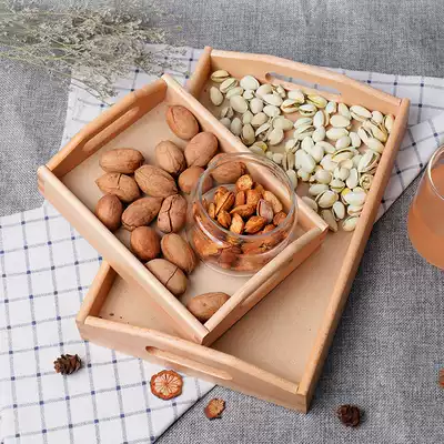 Tray wooden household rectangular tea tray tea set water Cup Cup Tea Cup Food living room storage creative beech wood plate