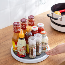 The rack can be rotated multifunctional single-layer household kitchen seasoning bottle fruit tray finishing White storage rack-free storage rack