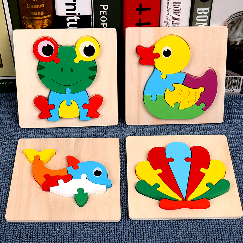 Baby Enlightenment Early Education Jigsaw Puzzle Infant Toys 1-3 Years Old Stereo Volume Wooden Puzzle Development Boys and Girls