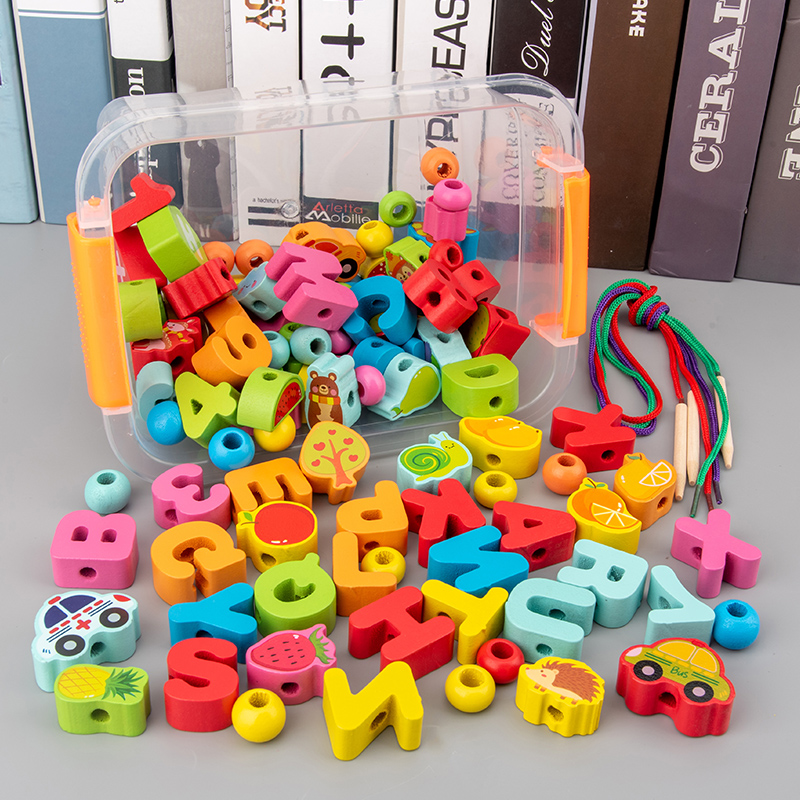 Young children digital alphabet string beads and jigsaw toys 1 - 6 years old 3 baby large particle building blocks
