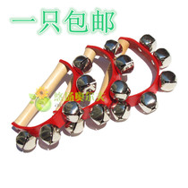 Orff music percussion bell musical instrument infant early education educational 5-bell hand-held bell rattle horseshoe leather hand bell