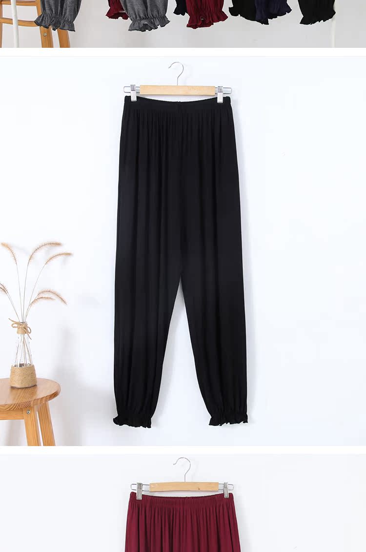 Quần pyjama trong mùa hè cộng với phân bón để tăng phần mỏng Modal quần nữ chất béo MM lỏng thường thời trang thu nhỏ quần nhà - Quần tây quần ấm mùa đông cho nữ