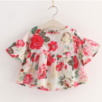2021 Summer New Girl Baby Outlets and American Retro Ink Horn Short Sleeve T - shirt Child Doll Shirt Cotton