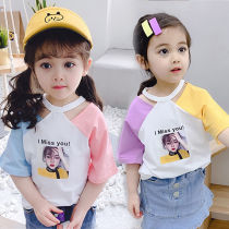 Girls Net red T shirts babys fashionable short sleeve shirt children dress Summer 4 coat 5 tide 6 year old personality