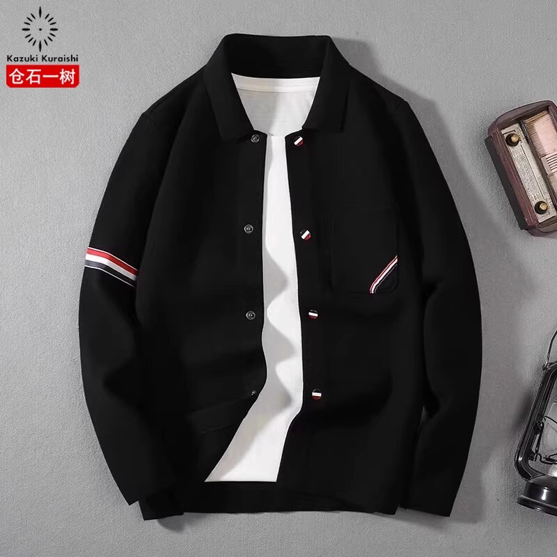 Kangshi Yishu Trendy Brand Sweater Cardigan for Men, Spring and Autumn Korean Style, Fashionable Loose Lapel Knitted Jacket