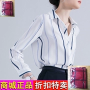 秀 女装 2019 xuân mới tương phản màu sắc giản dị khâu áo sơ mi sọc dài tay F1545 - Quần áo ngoài trời