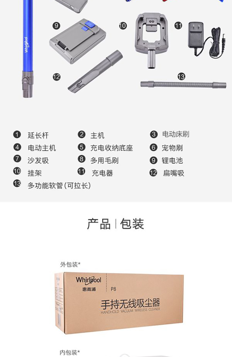 may hut bui xiaomi Máy hút bụi không dây Whirlpool của Mỹ sạc điện cầm tay siêu nhỏ cực kỳ êm ái ngoài công suất cao P8 - Máy hút bụi máy hút bụi cầm tay tinhte
