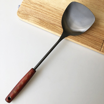 XMAN stock stainless steel titanium shovel household cooking shovel iron pot with wooden handle shovel kitchenware tail goods micro-flaw products