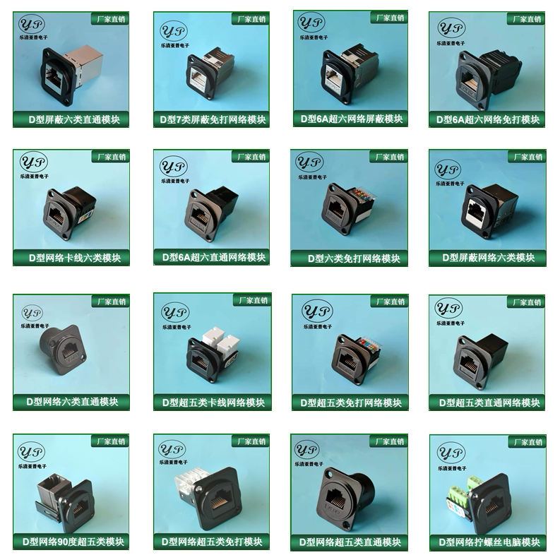 Metal D-type Internet module D-RJ45 Panel mounted straight-to-butt shielded six-class 86-panel 1U enclosure