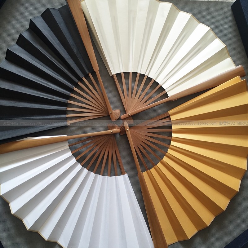 7-inch to 10-inch blank double-sided white yellow black silk fabric folding fan painting calligraphy practice bamboo fan performance dance