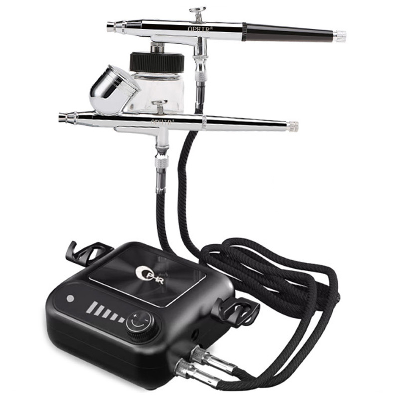 Ophir Dual Air Outlet/Dual Pen Holder High-Definition Airbrush Makeup Spray Tattoo Model Coloring Air Pump Airbrush Set Ophir Dual Air Outlet/Dual Pen Holder High-Definition Airbrush Makeup Spray Tattoo Model Coloring Air Pump Airbrush Set