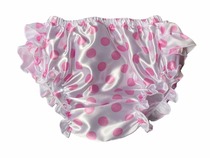 ABDL adult baby ruffled lace imitation silk PVC panties bloomers diaper cover plastic double briefs
