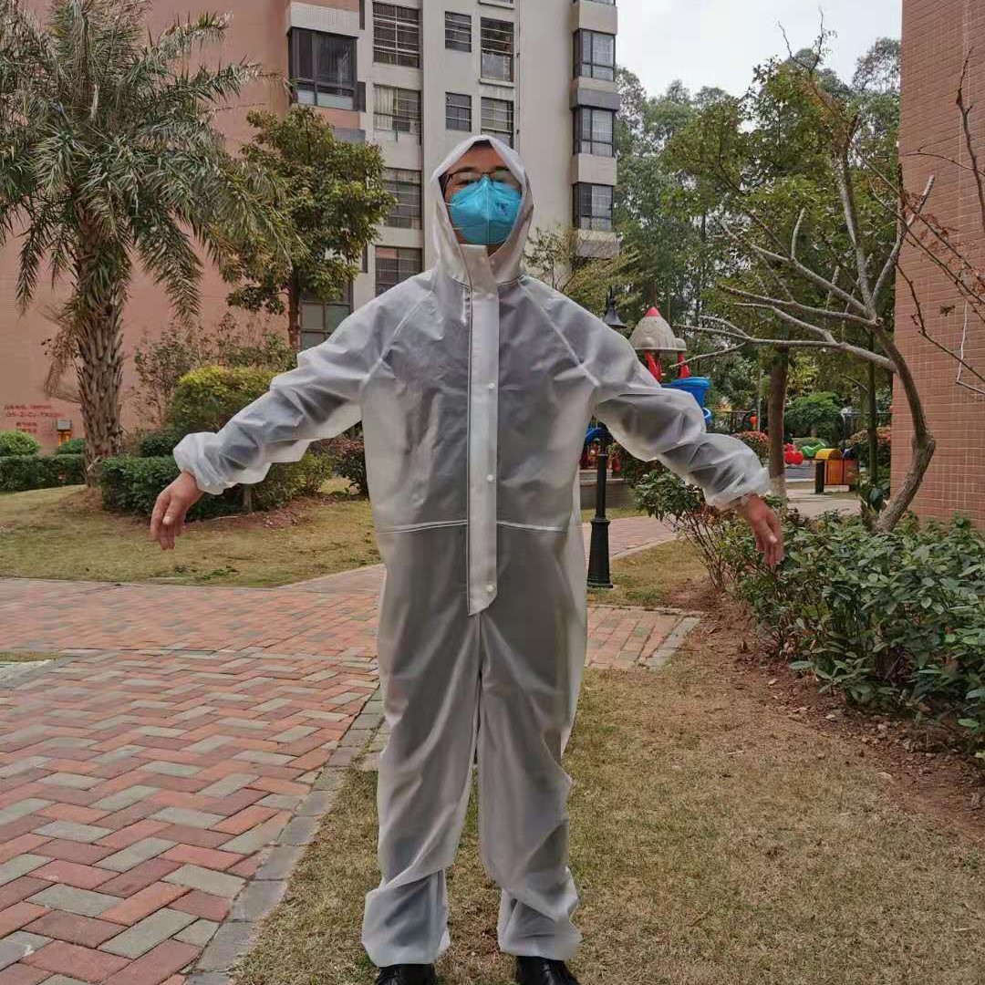 2020 new large code plastic film one-piece suit protective clothing with cap waterproof EVA big code non-disposable dust-proof clothes-Taobao