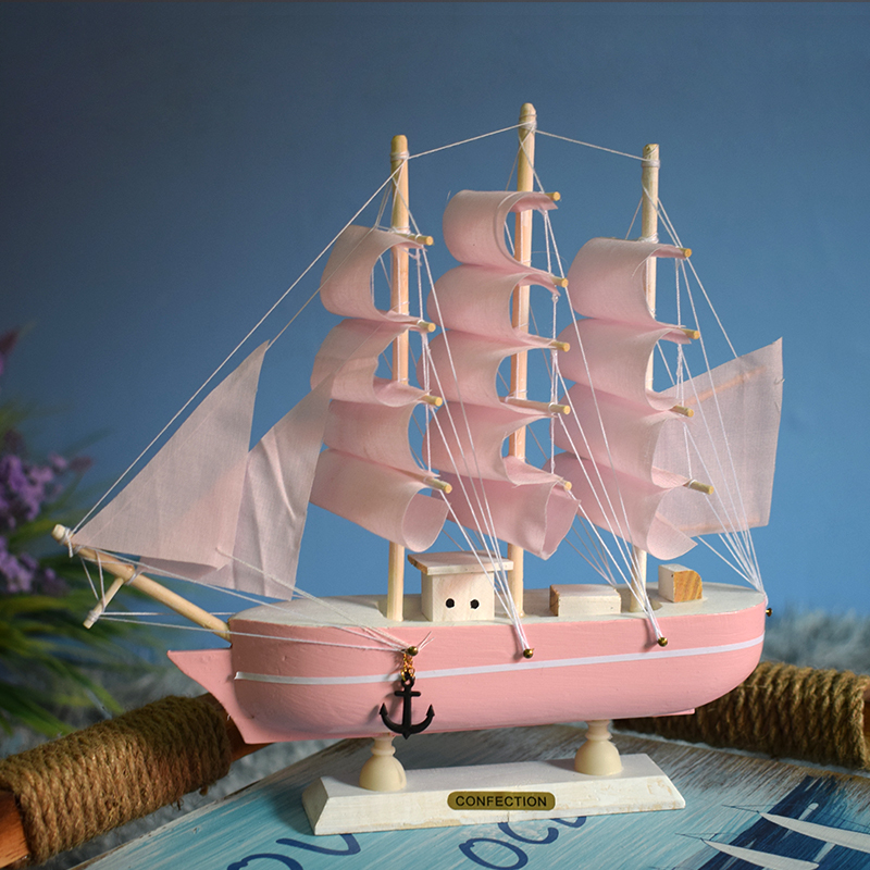 Mediterranean Pink Canvas Boat Small Boat Decoration Model Full Bedroom in Room Gift
