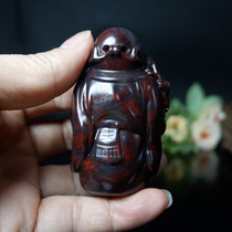 Natural Guilin chicken blood Zhong Kui catches the little ghost carving piece and plays with the jade hand toy 0674