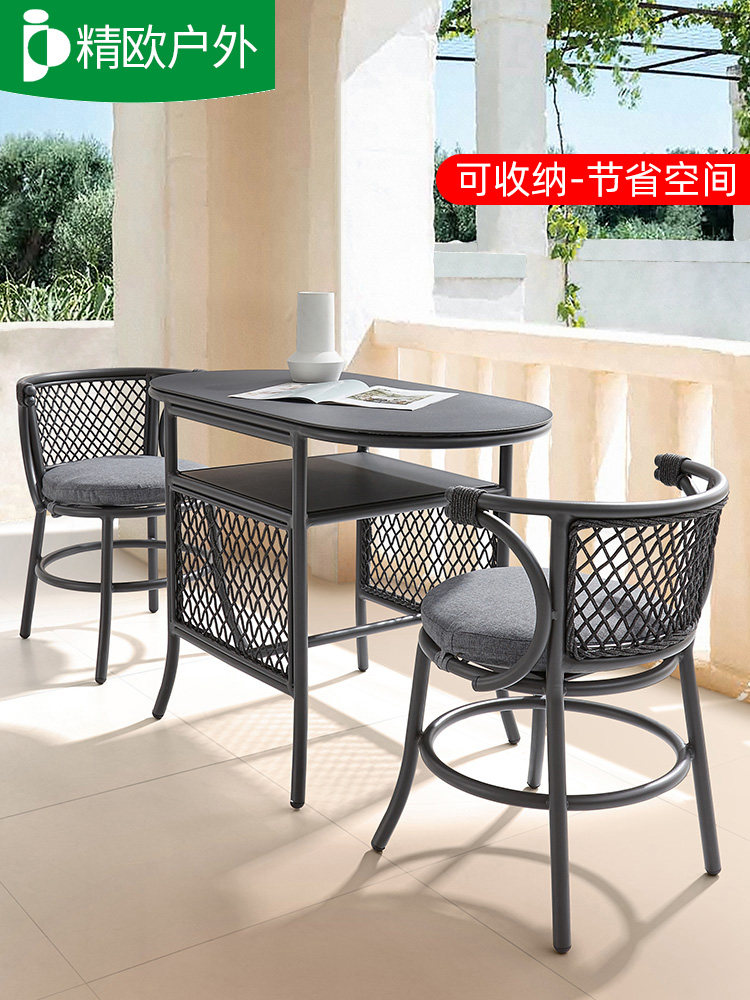 Balcony small tables and chairs three pieces of red creative tea table and chair combined small tea few minimal modern one table two chairs