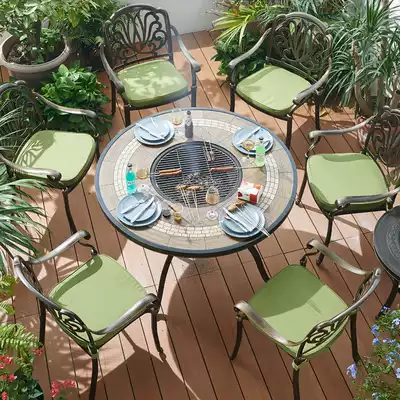 Outdoor barbecue table and chair courtyard garden outdoor home carbon baking table outdoor setting commercial electric oven dining table and chair