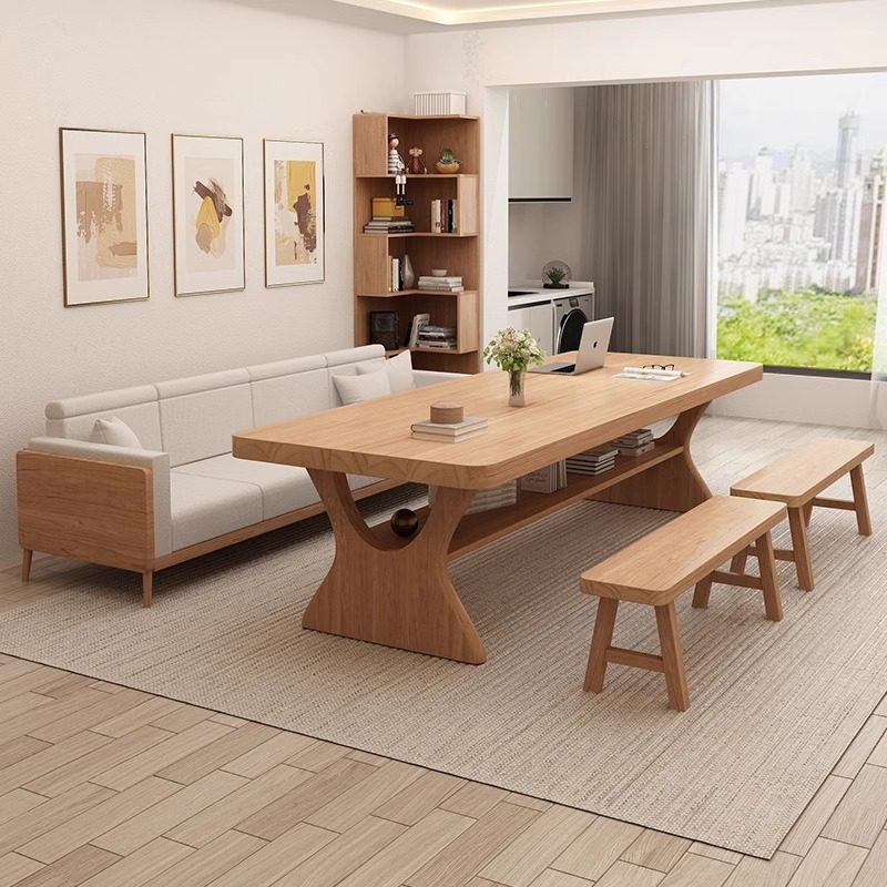 Solid Wood Desk, New Chinese-Style Home Use, Rectangular Large Desk for Living Room, Leisure Sofa, Reading, Double Study Table Solid Wood Desk, New Chinese-Style Home Use, Rectangular Large Desk for Living Room, Leisure Sofa, Reading, Double Study Table